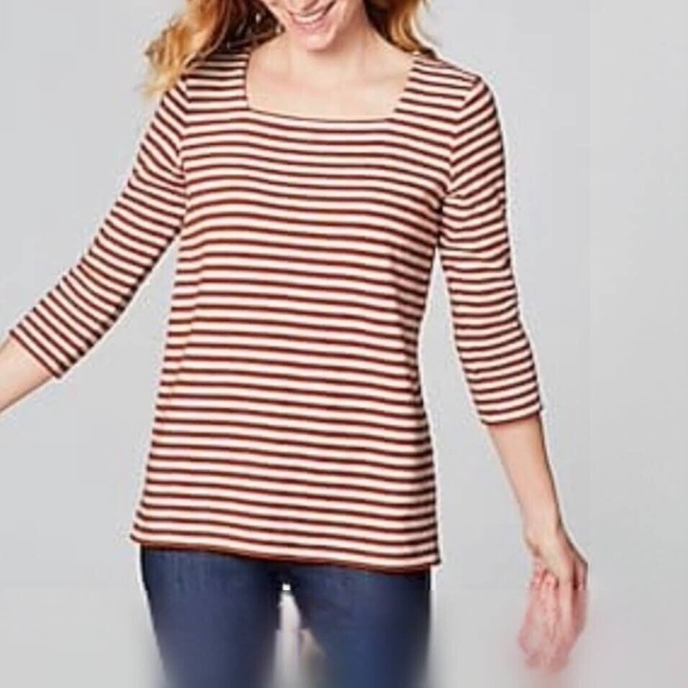 J.Jill Stripe Square Neck Top